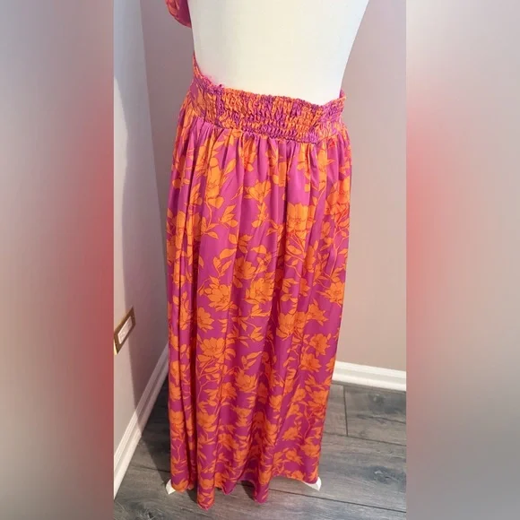 Hello Molly Women’s Size 6 (Medium) Pink and Orange Floral Summer Midi Dress - Picture 9 of 9